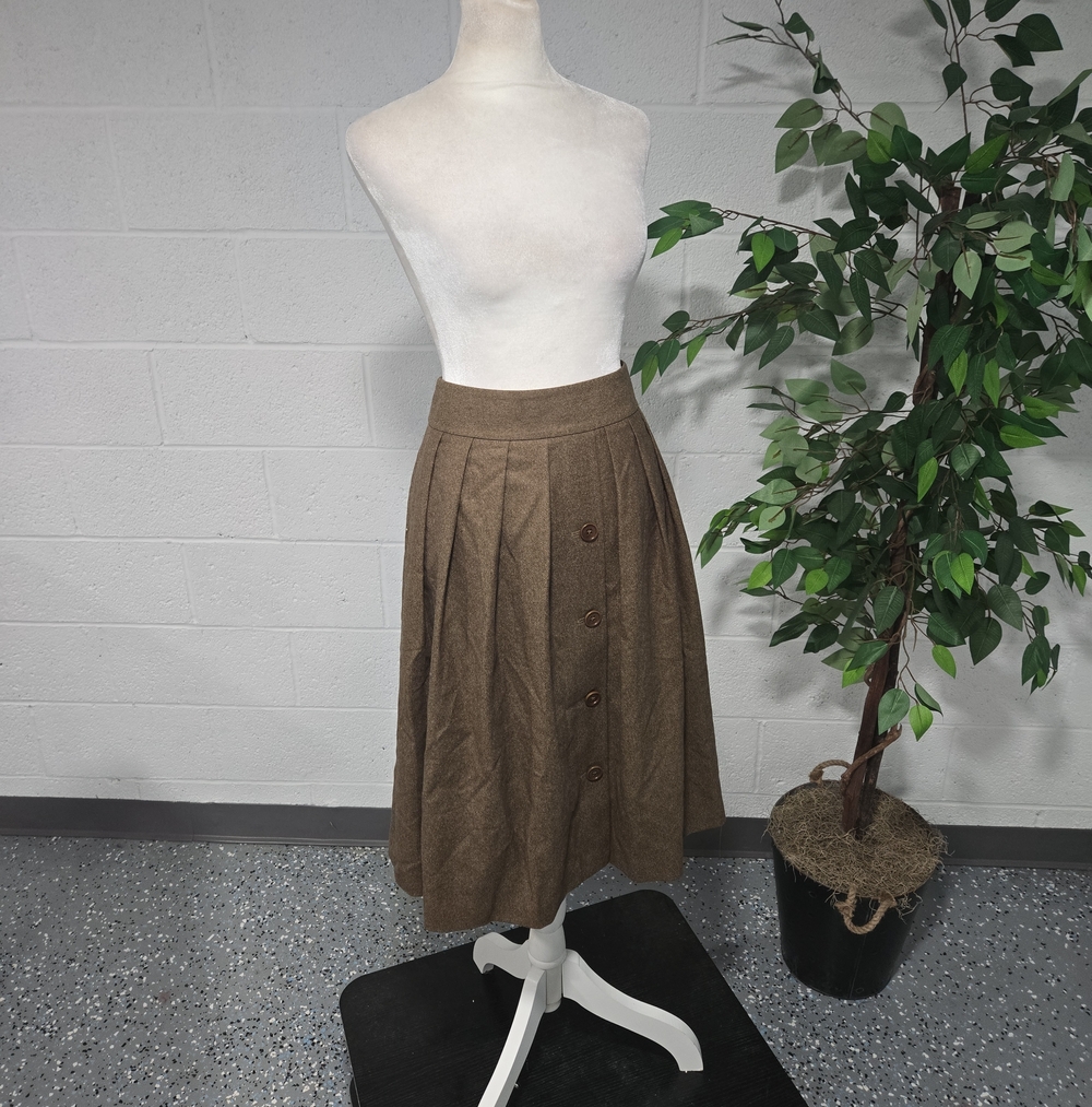 Brooks Brothers Academia Wool Pleated Midi Skirt Womens 10 Preppy Italy Heritage